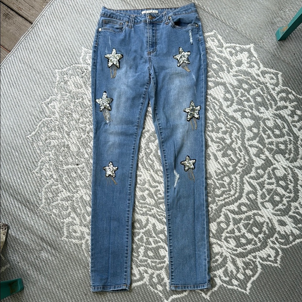 Roper Blue Skinny Jeans with Star Embellishments